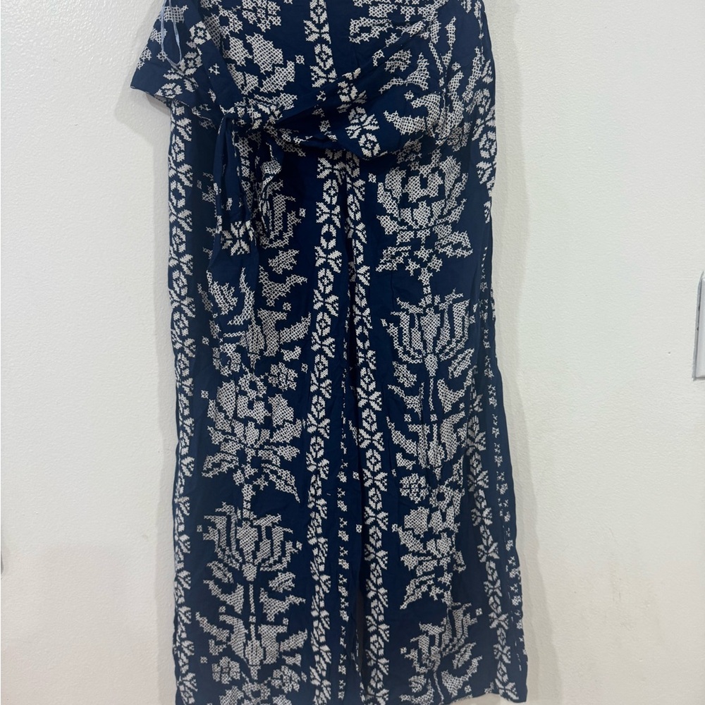 Navy and White Floral Maxi Dress